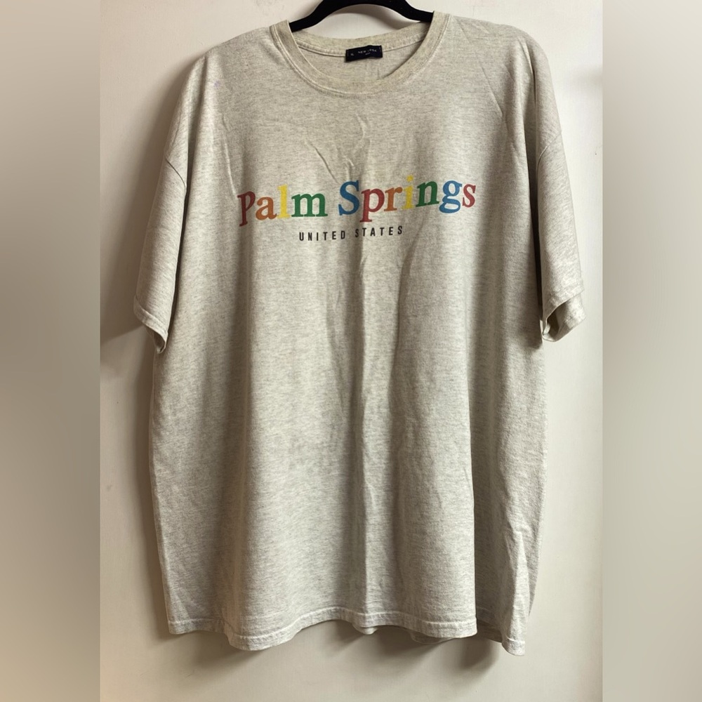 Y2K Palm Springs XL Men's Grey Tee Shirt. By New look.